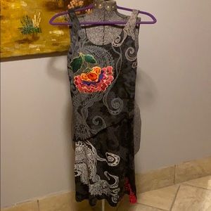 Desigual black multi pattern tank dress.